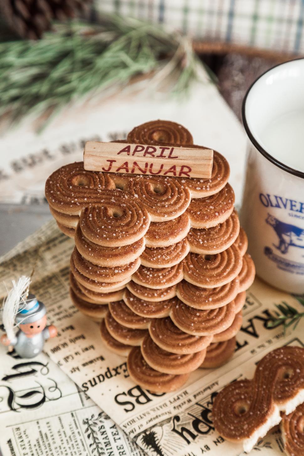 Free Image of Close up of stacked sugar coated cookies 