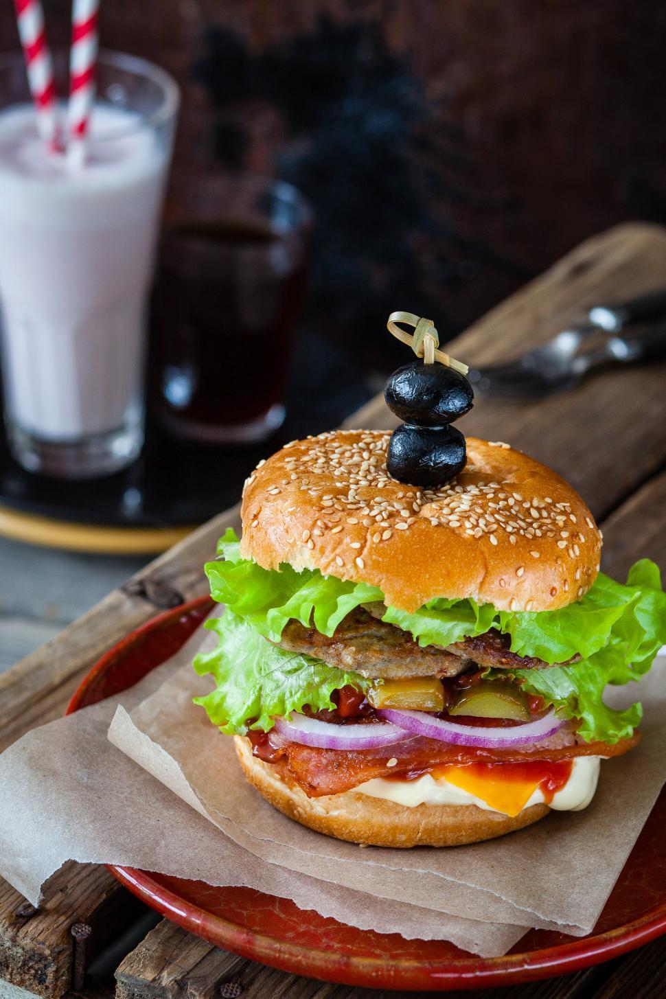 Free Image of Close up of a hamburger 