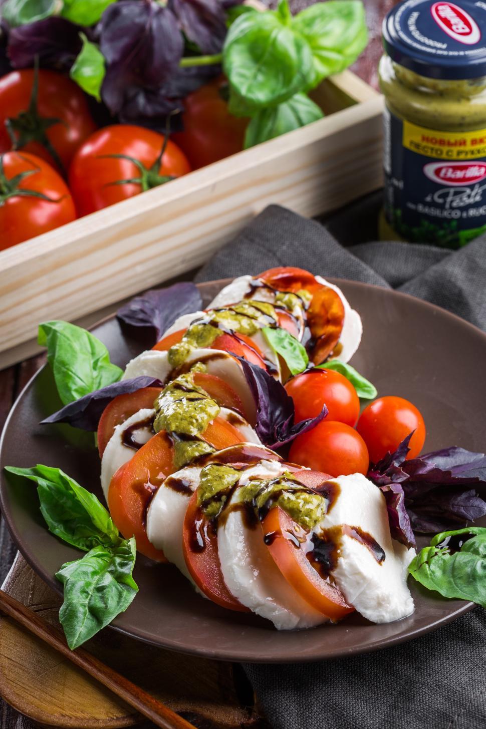 Free Image of Close up of Caprese salad 