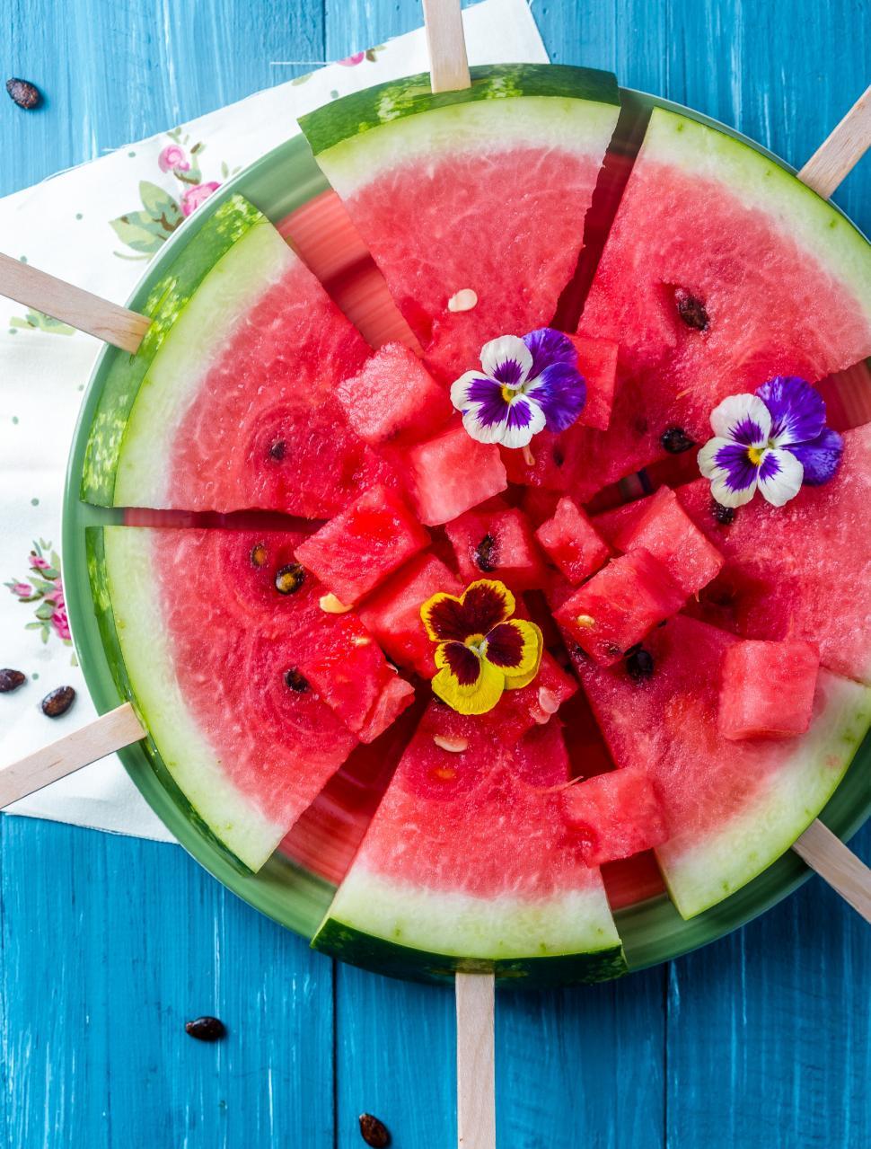 Free Image of Overhead view of watermelon sticks 