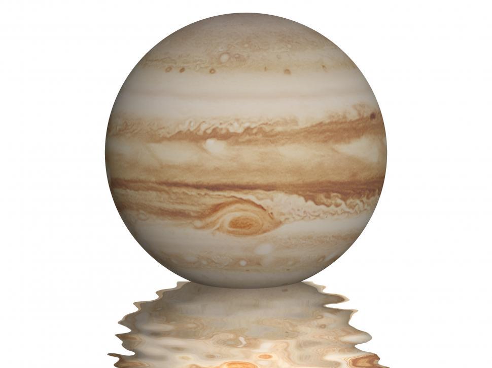 Free Image of Planet Jupiter with small wavy reflection under it 