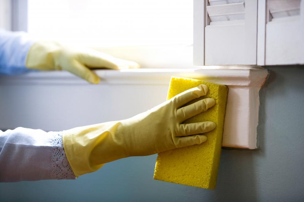 Free Image of Wiping down surfaces 