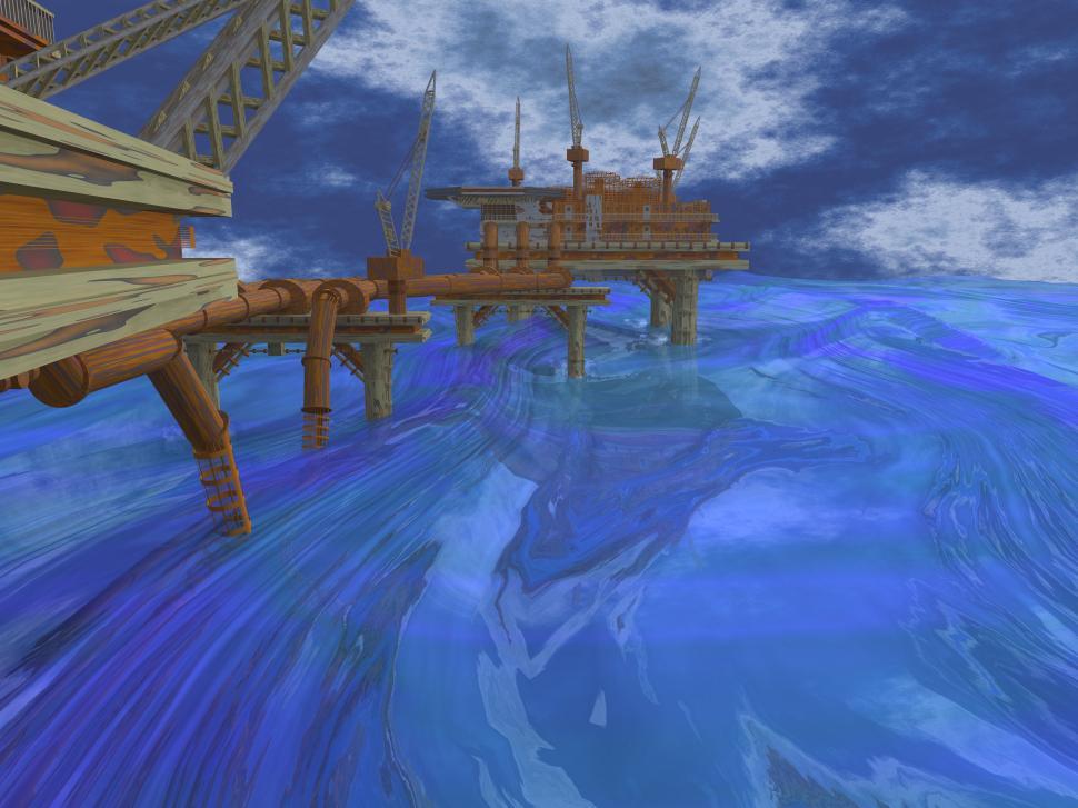 Free Image of Oilrig In The Middle Of The Ocean 