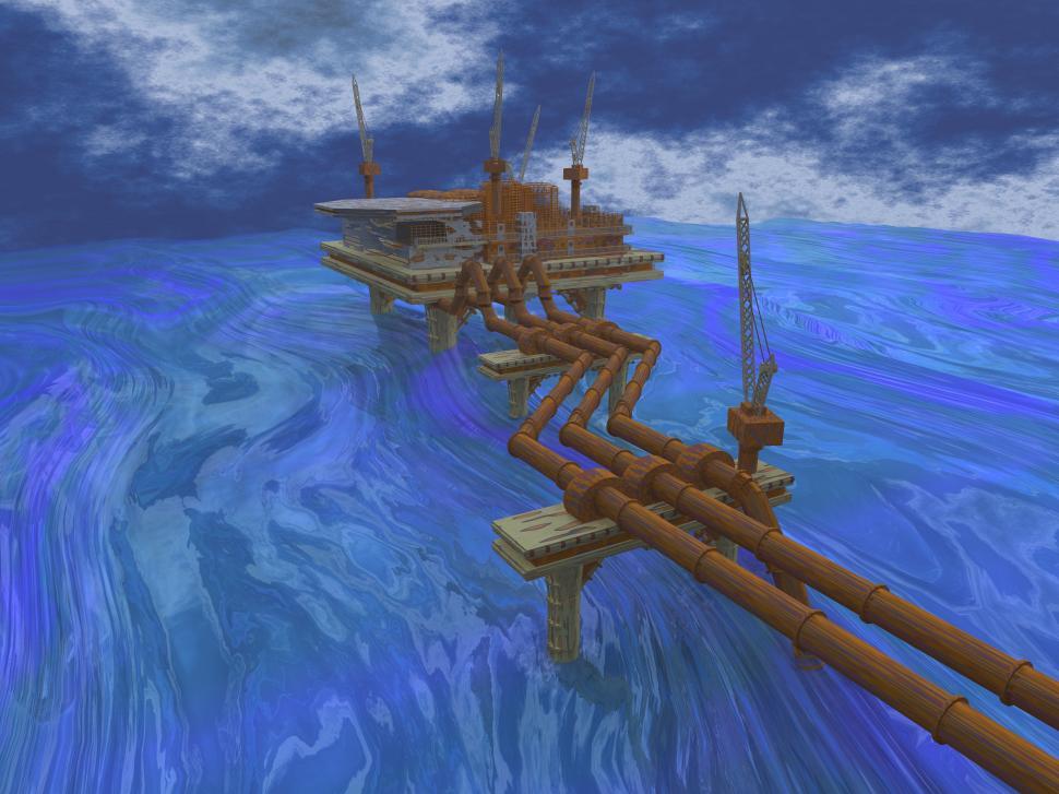 Free Image of Oilrig In The Middle Of The Ocean 