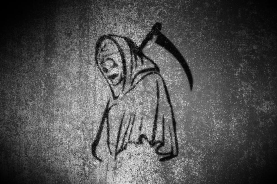 Free Image of Grim Reaper - On Grunge Background  