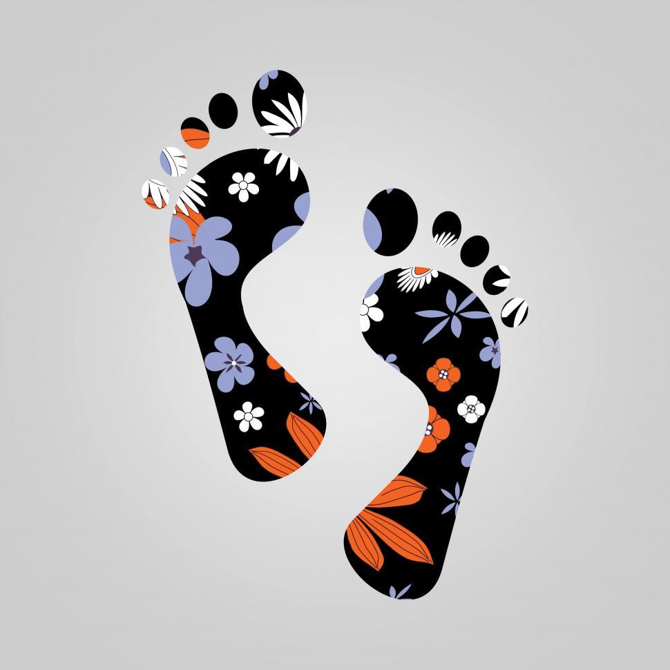 Free Image of Illustration of Footprints with Plants and Flowers - Nature Concept  