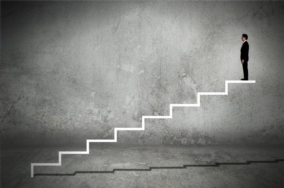 Free Image of Businessman on Virtual Staircase - Success - Career 