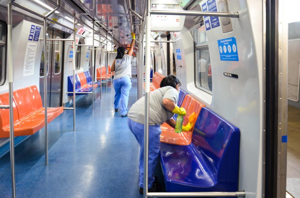 Free Image of Cleaning public transportation 