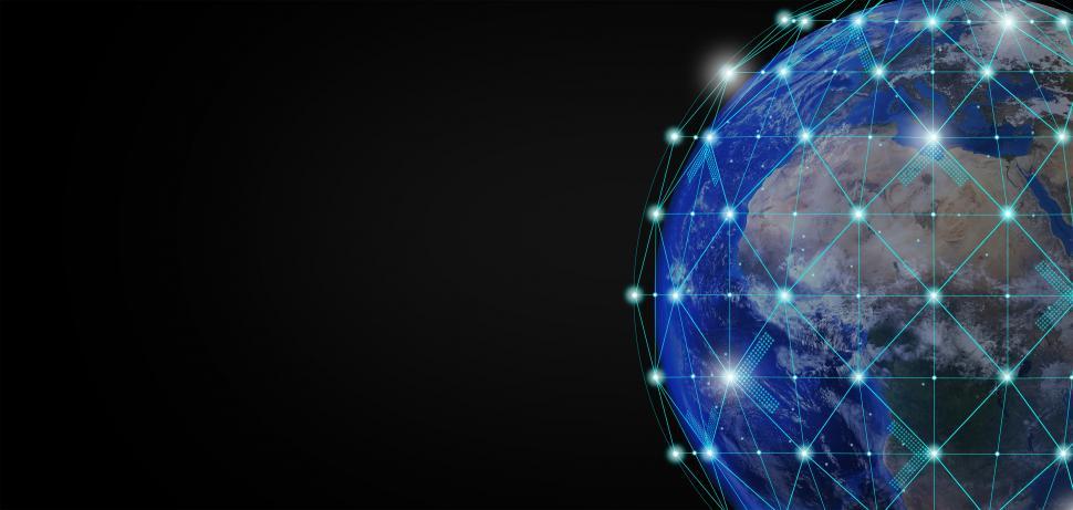 Free Image of Global Network Concept - World with Mesh - With Copyspace 