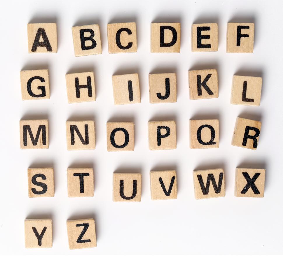Free Image of Complete alphabet shown in toy blocks 