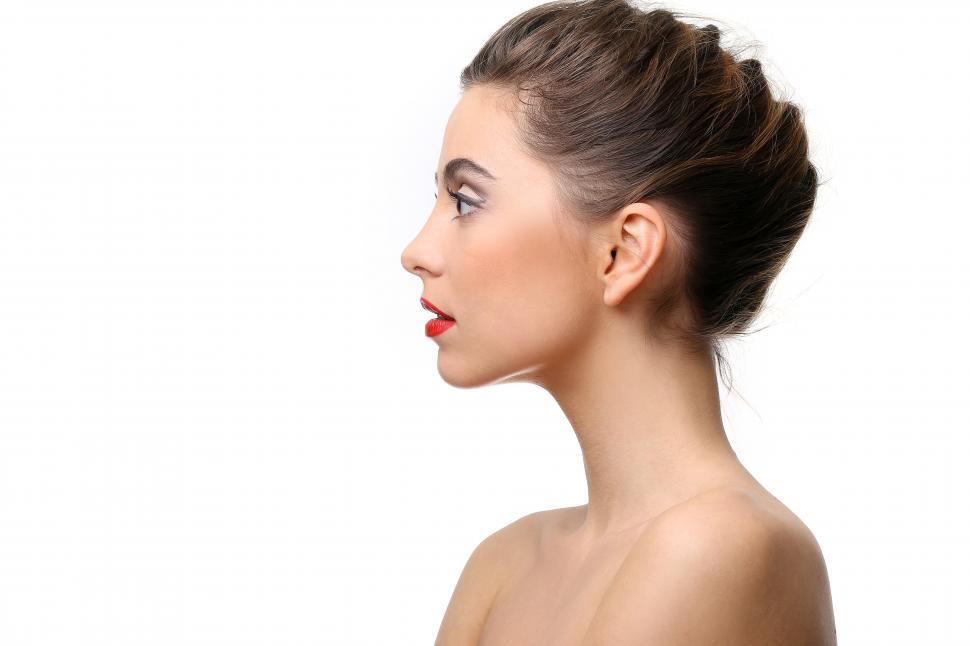 Free Image of Profile view of girl with perfect skin  