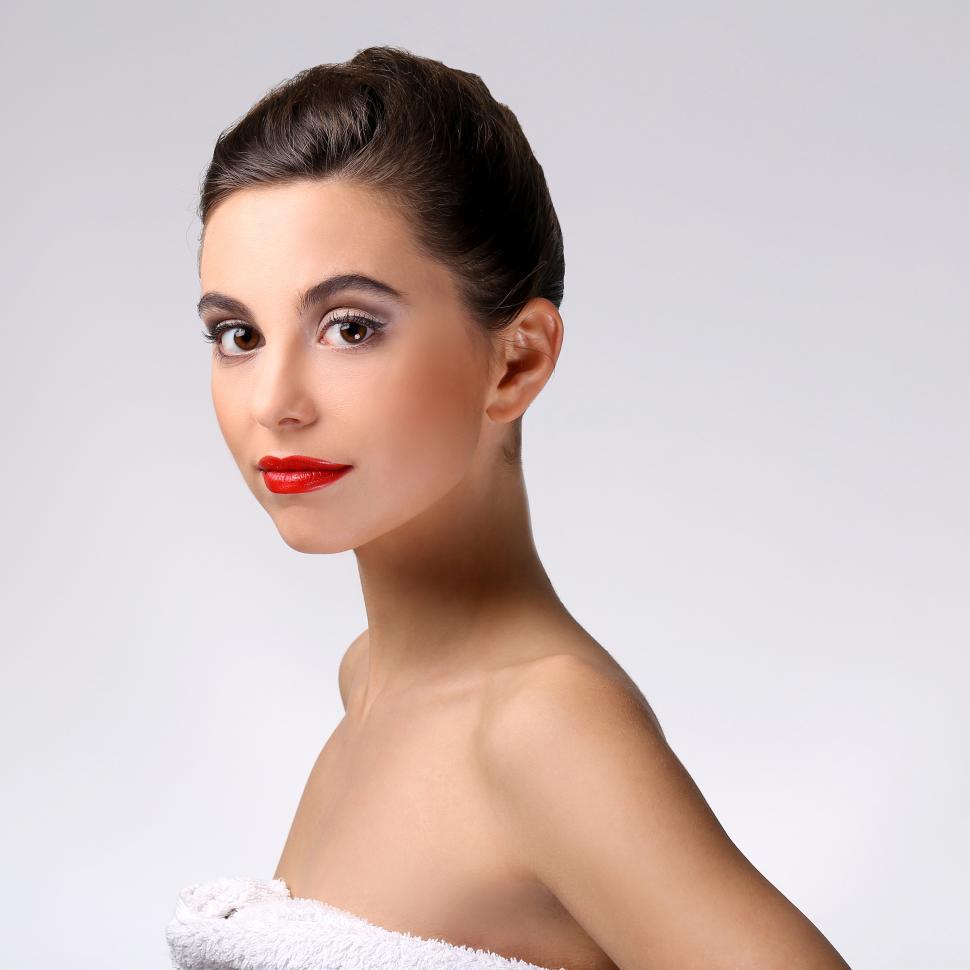 Free Image of Beautiful girl with perfect skin looking at camera 