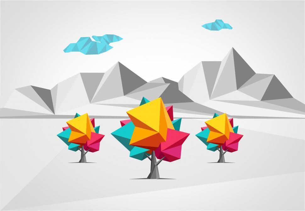 Free Image of Abstract Trees on Abstract Polygonal Landscape 