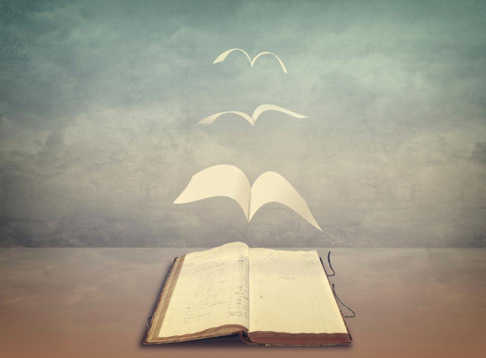 Free Image of Pages Flying Out of Old Book - Wisdom - Freedom in Knowledge 