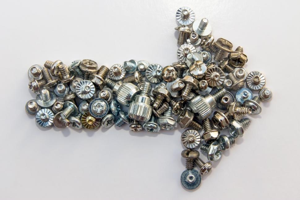 Free Image of A collection of bolts forms a direction screw 