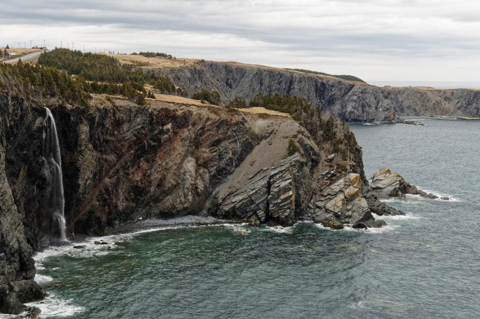 Free Image of Waterfall and coastline 
