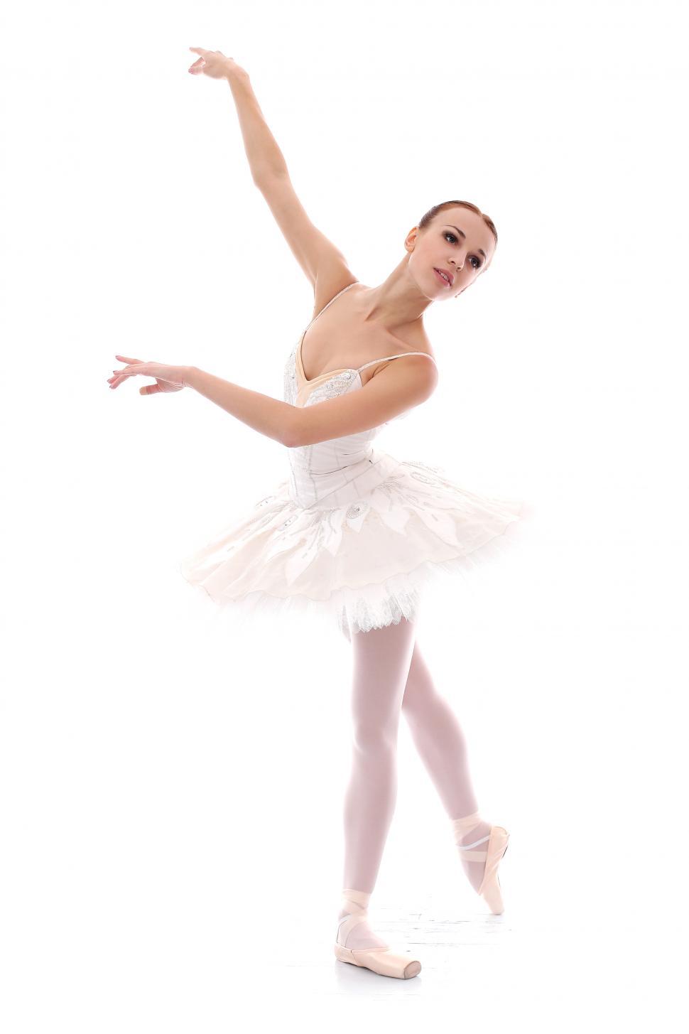 Free Image of Ballerina in ballet pose on white background 