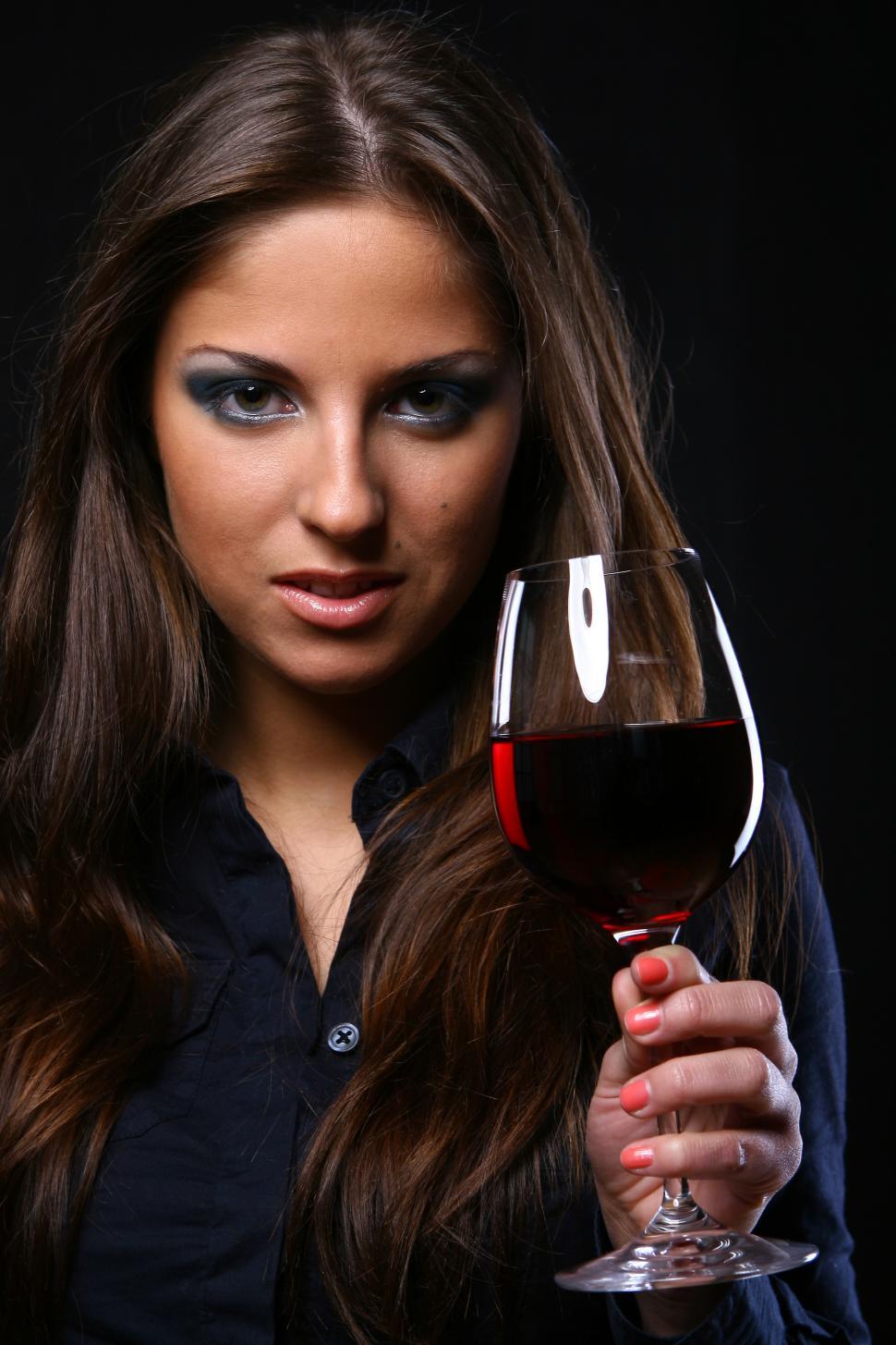 Free Image of beautiful woman drinking wine 
