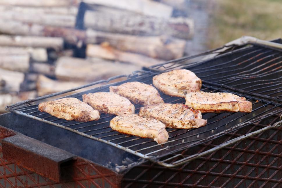 Free Image of Outdoor. Delicious barbeque on wood fire 