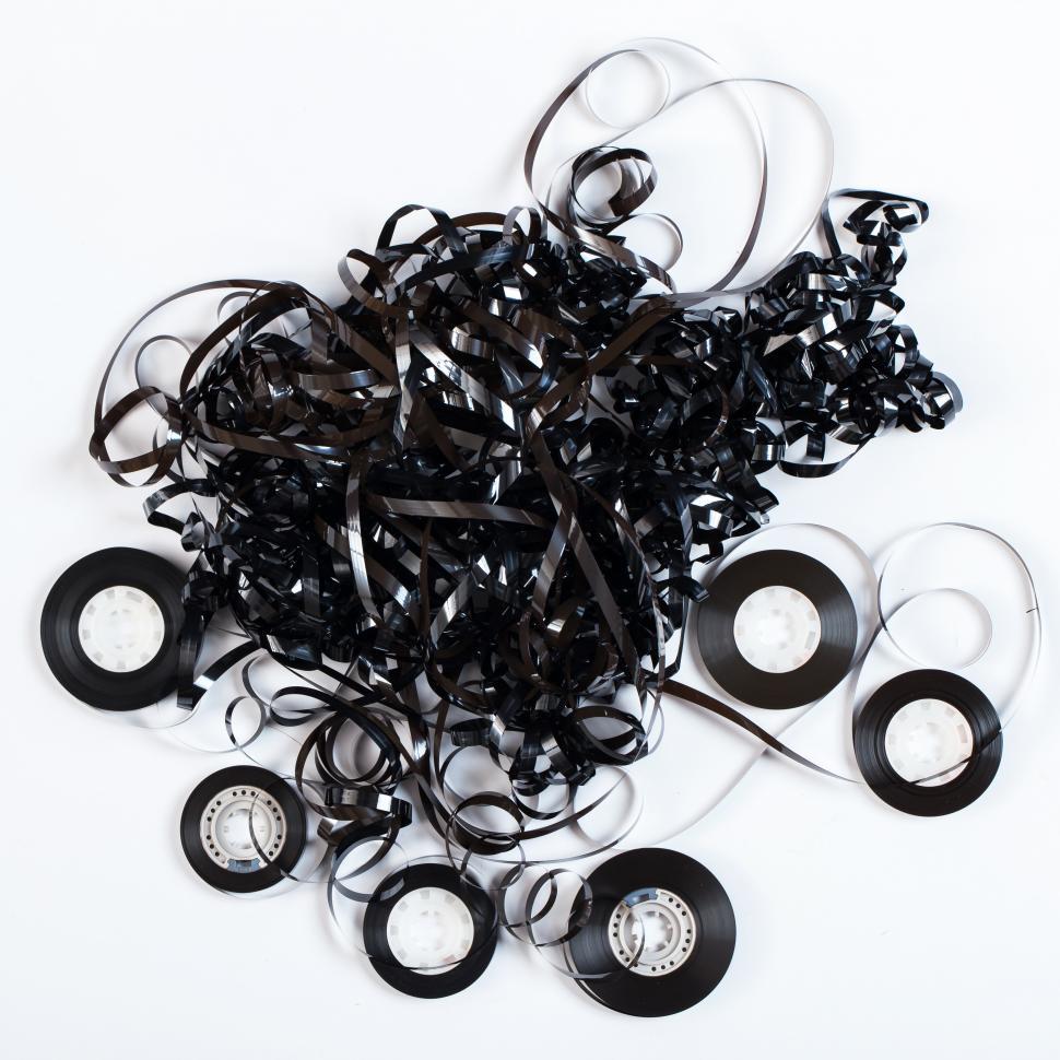 Free Image of Audio tape unspooled into mess 