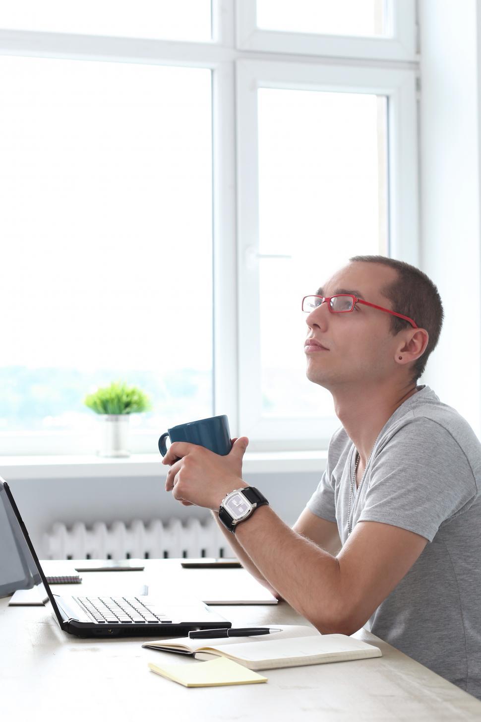 Free Image of Office. Serious man at work 