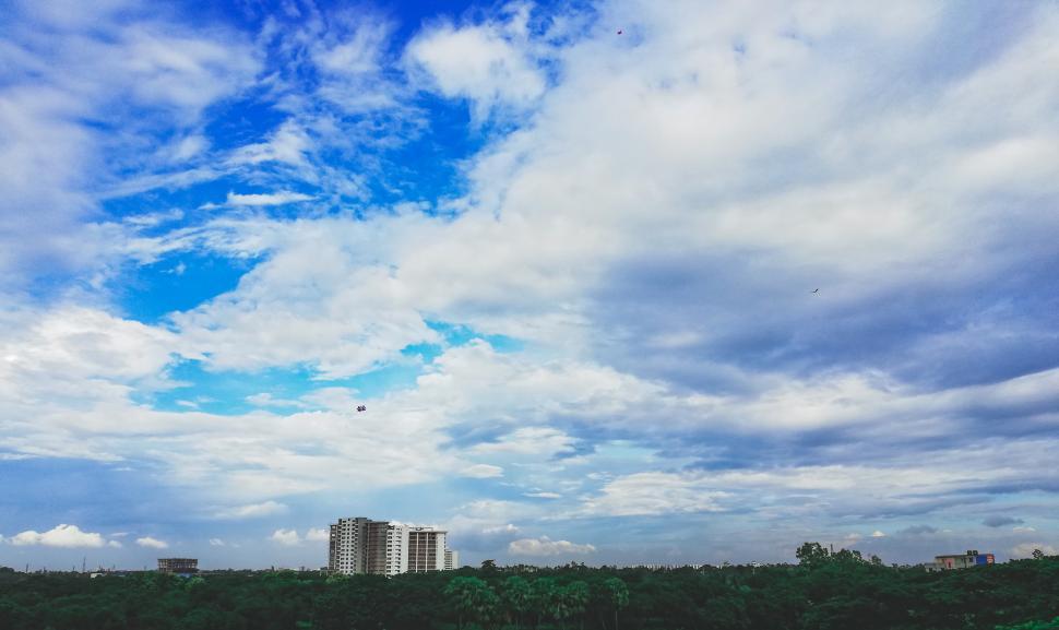 Free Image of Big blue sky and green nature meets each other 