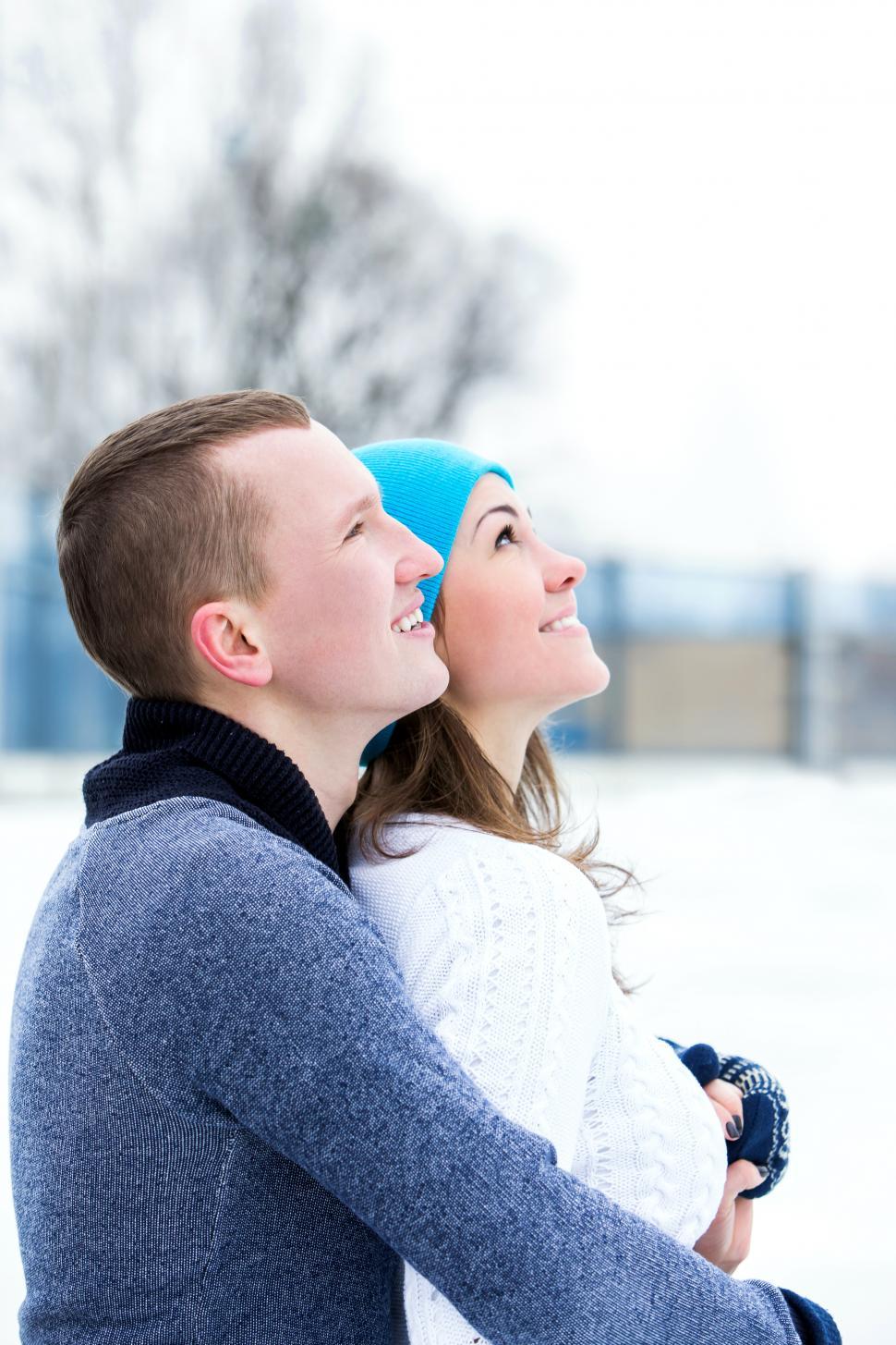 Free Image of Couple on the ice rink 