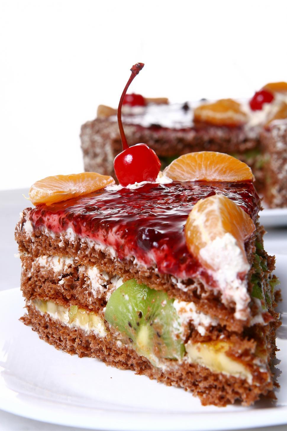 Free Image of cake with desert cherry 