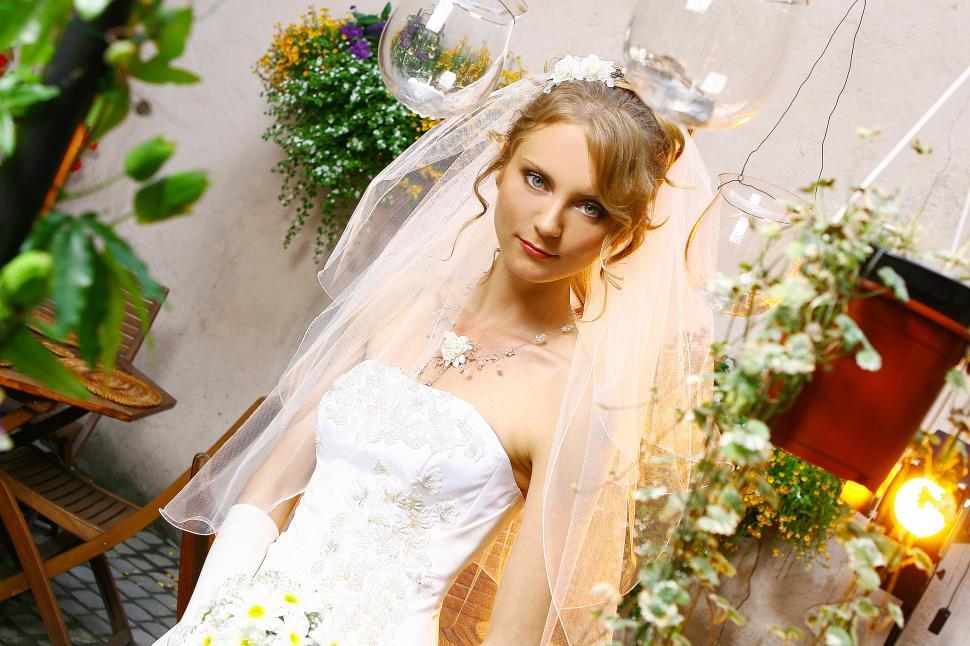 Free Image of Bride on wedding day 