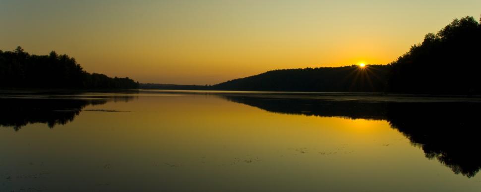 Free Image of Brown Bridge Pond Sunset 