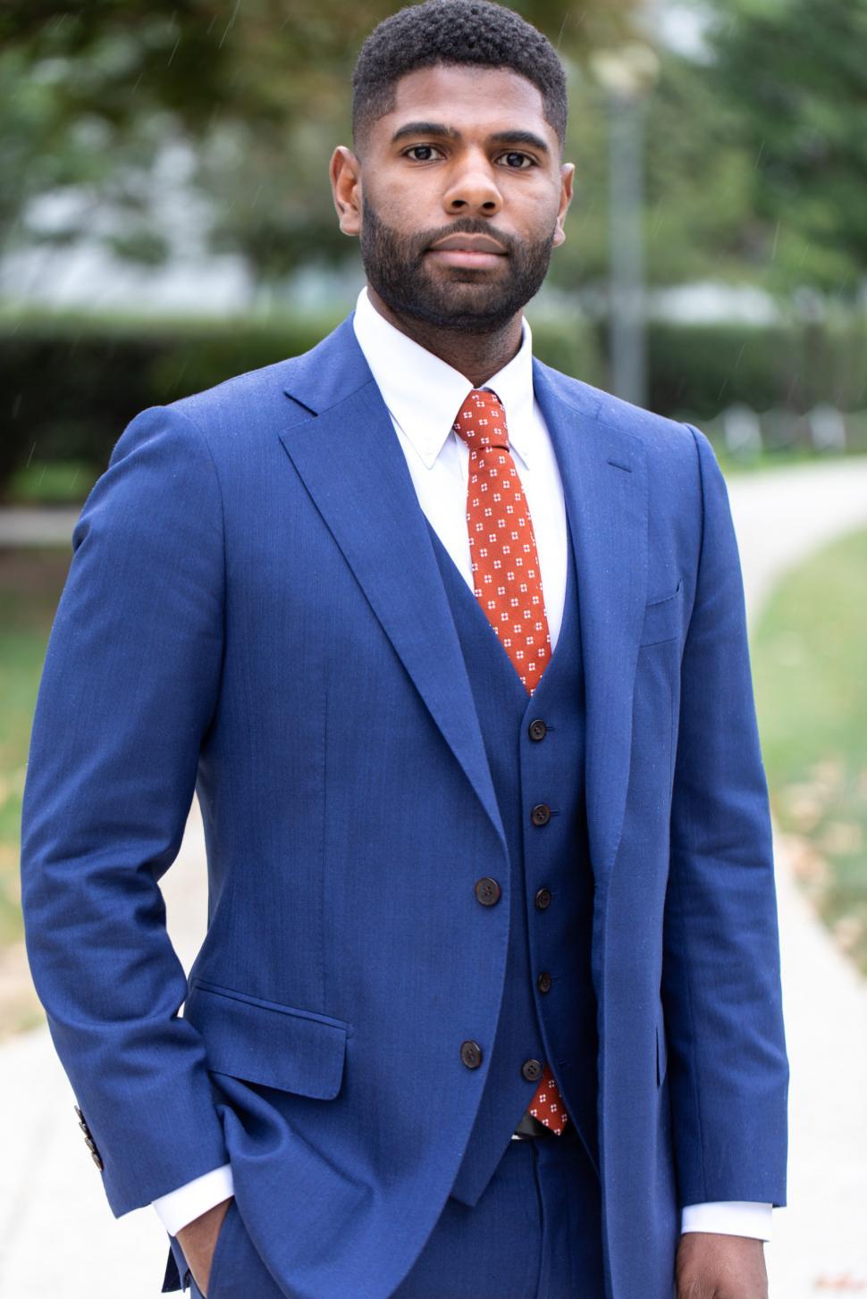 Free Image of Young Businessman in Blue Three Piece Suit 