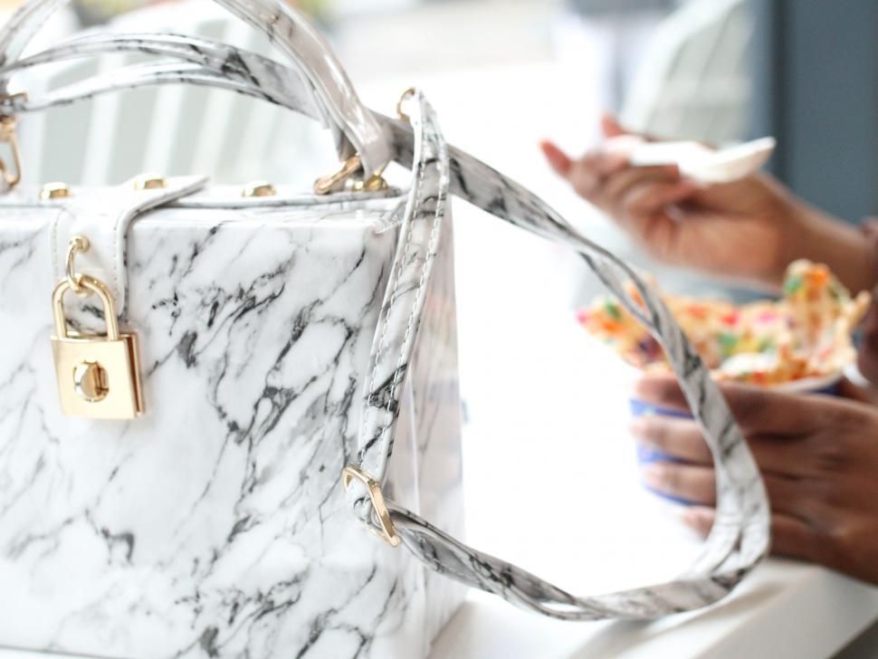 Free Image of Marble print handbag 