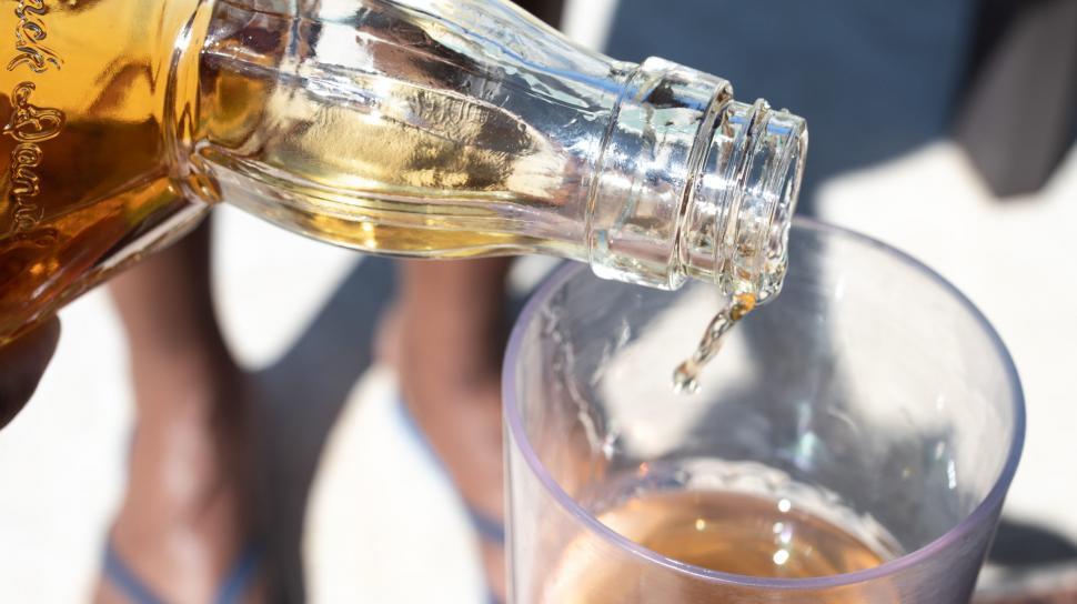 Free Image of Whiskey bottle and glass 