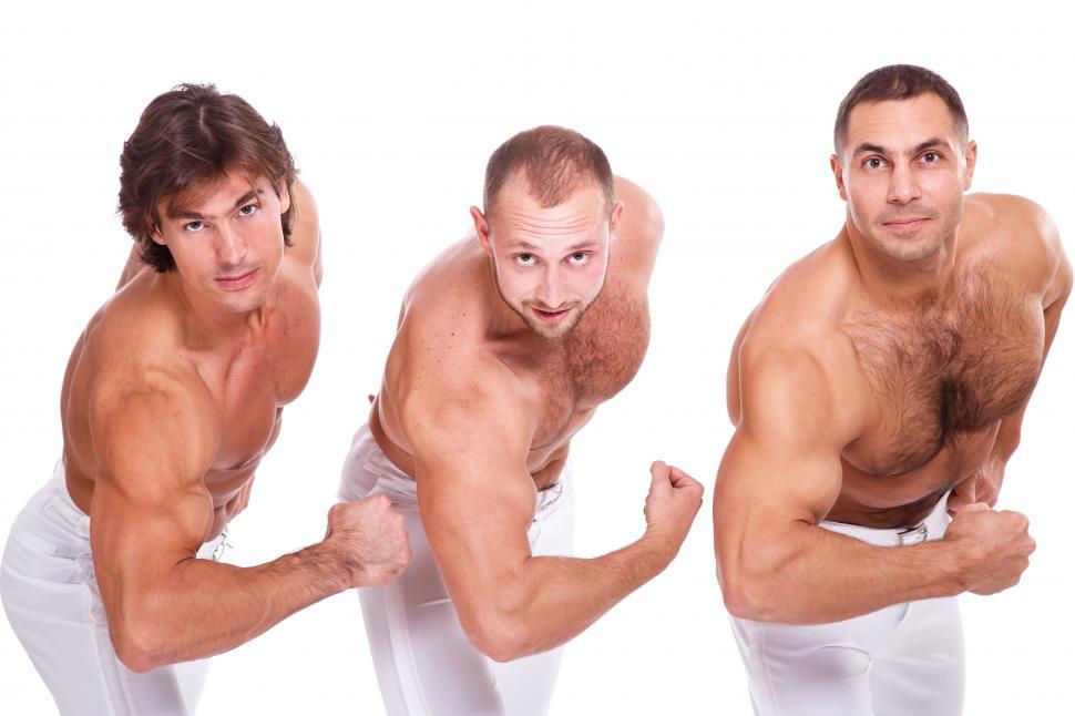 Free Image of Handsome guys flex together 