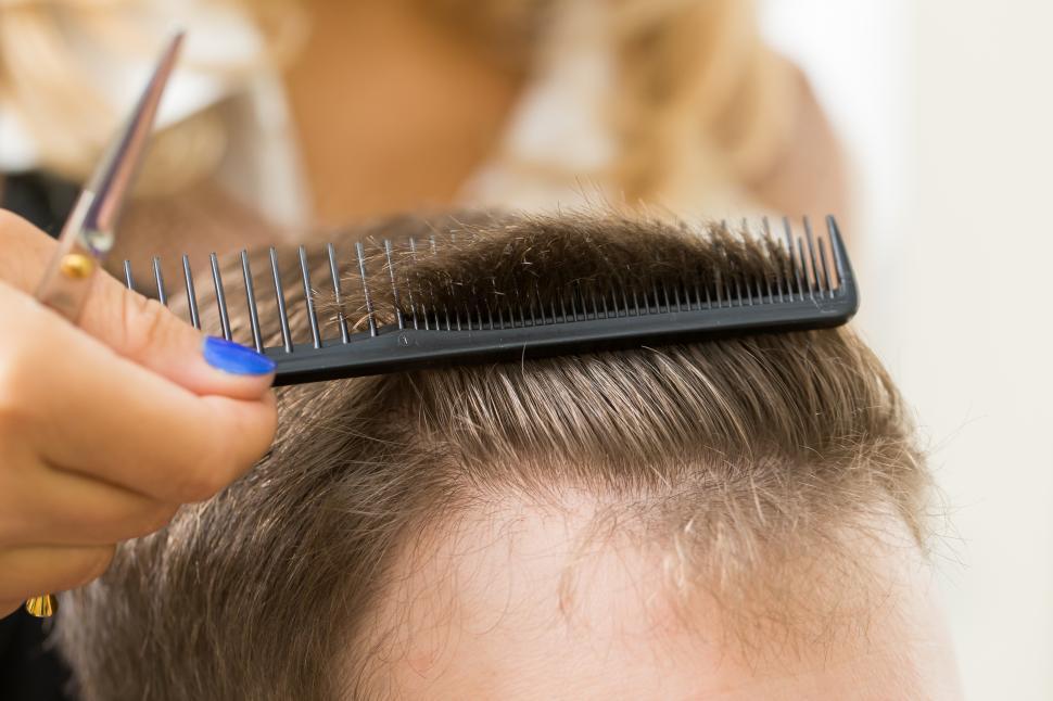 Free Image of Combing hair during haircut. Hairdresser salon 
