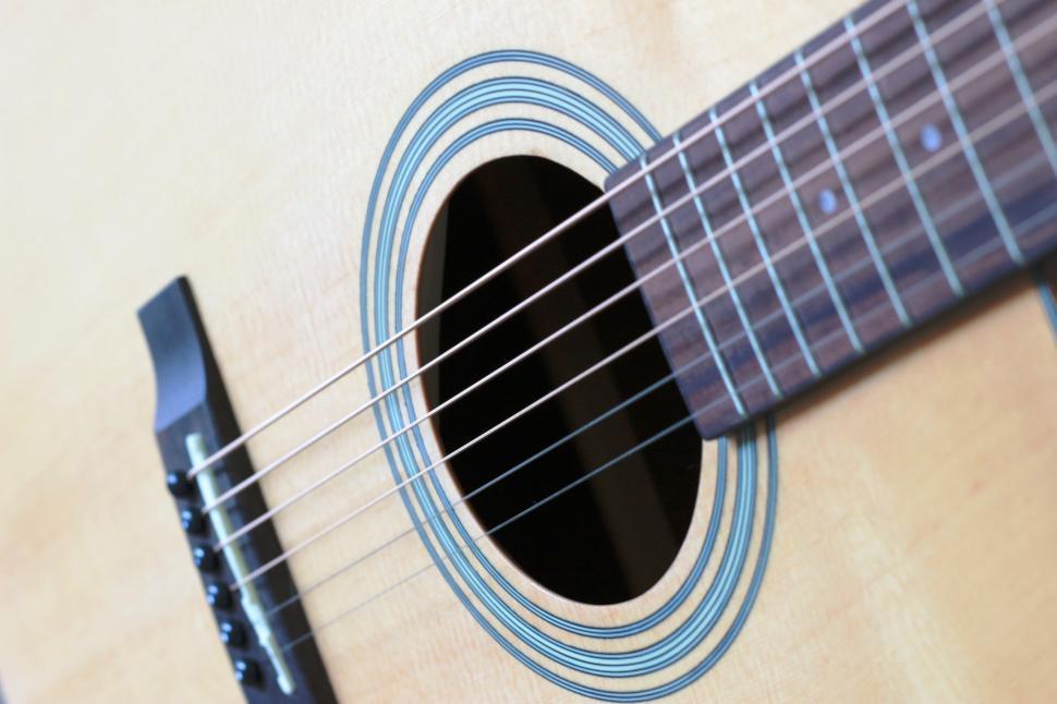 Free Image of Guitar strings close up  