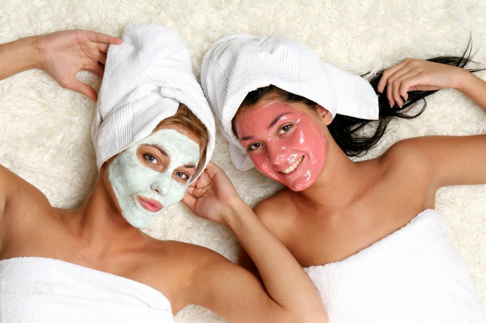 Free Image of Two women with spa facial treatment 