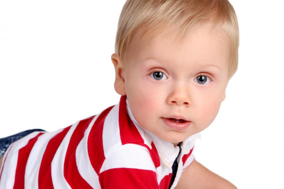 Free Image of a little funny toddler on white 