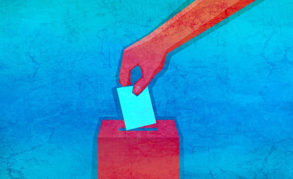 Free Image of Vote - Voting - Hand Holding Ballot with Ballot Box 