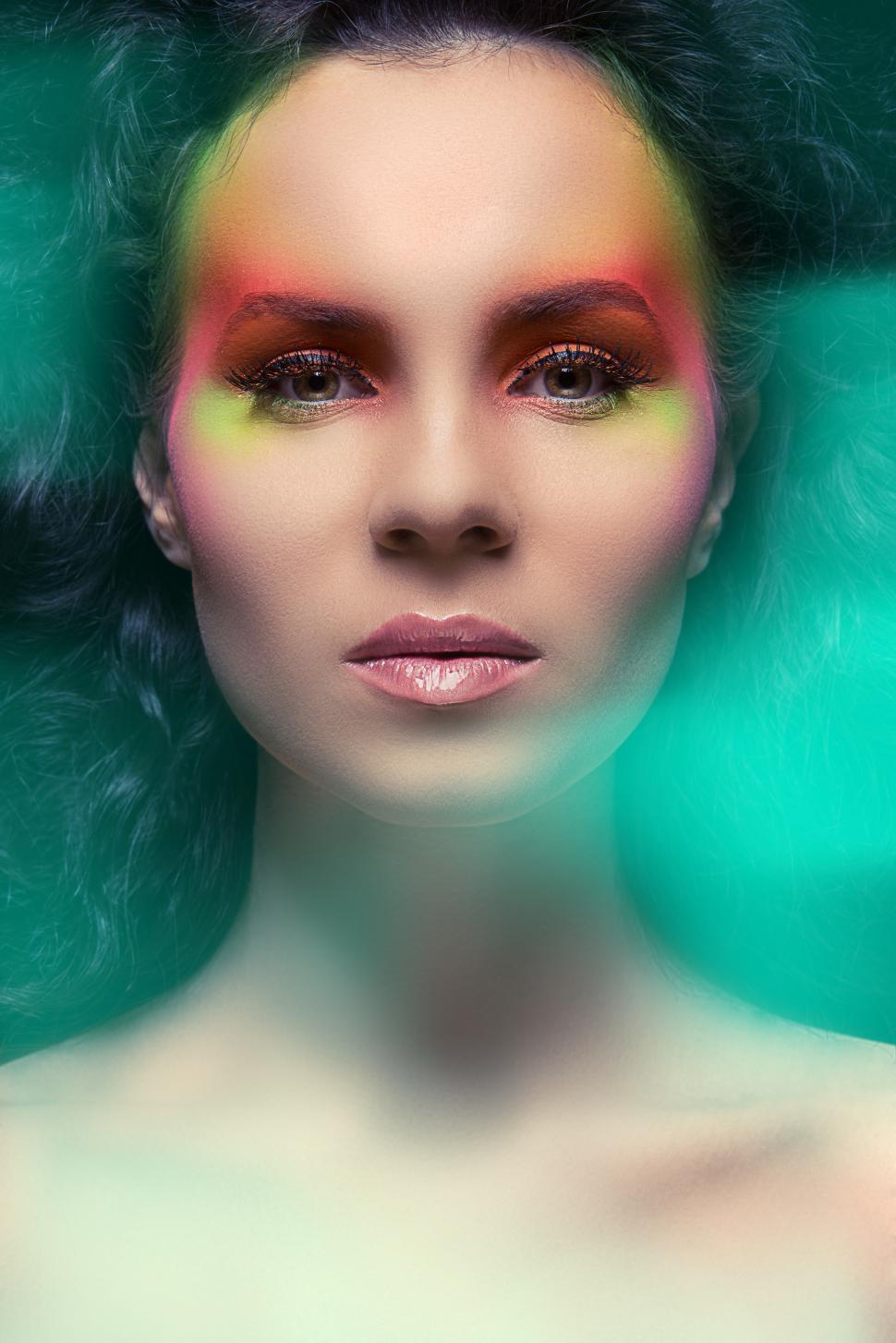 Free Image of Woman with exotic colored make-up 