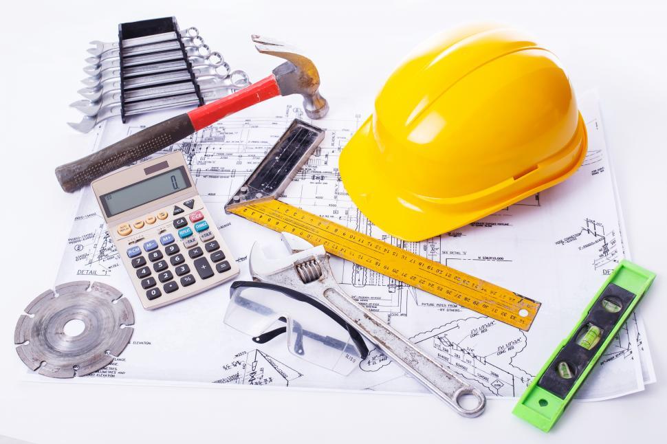 Free Image of Tools arranged on a white background 