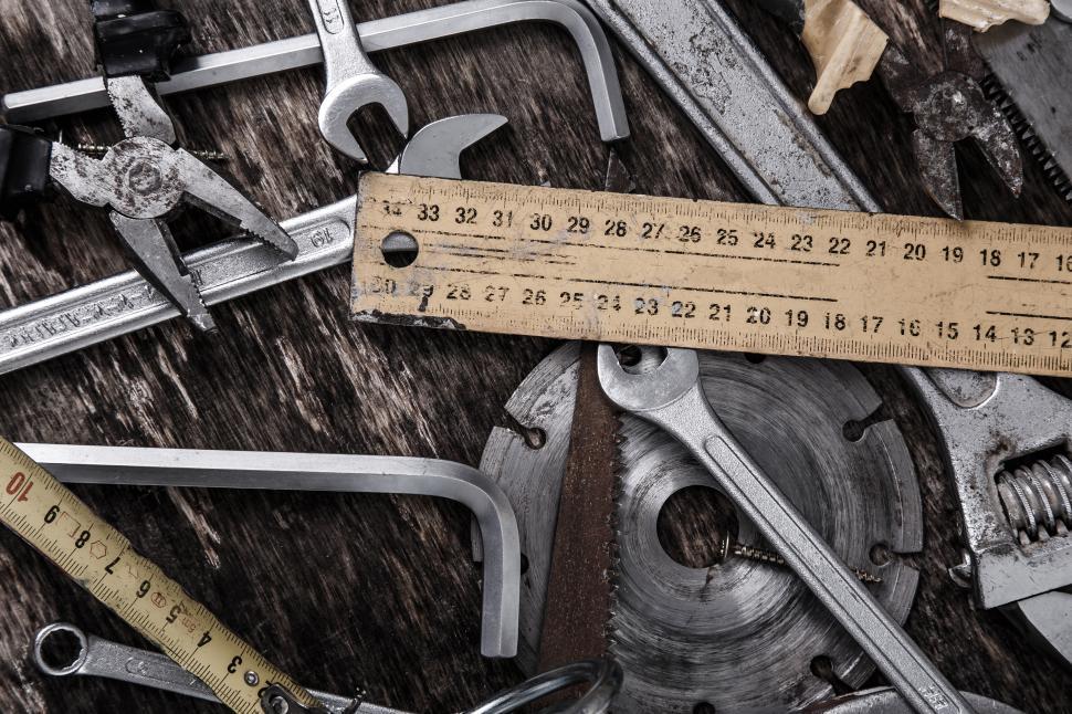 Free Image of Tools on the wooden table 
