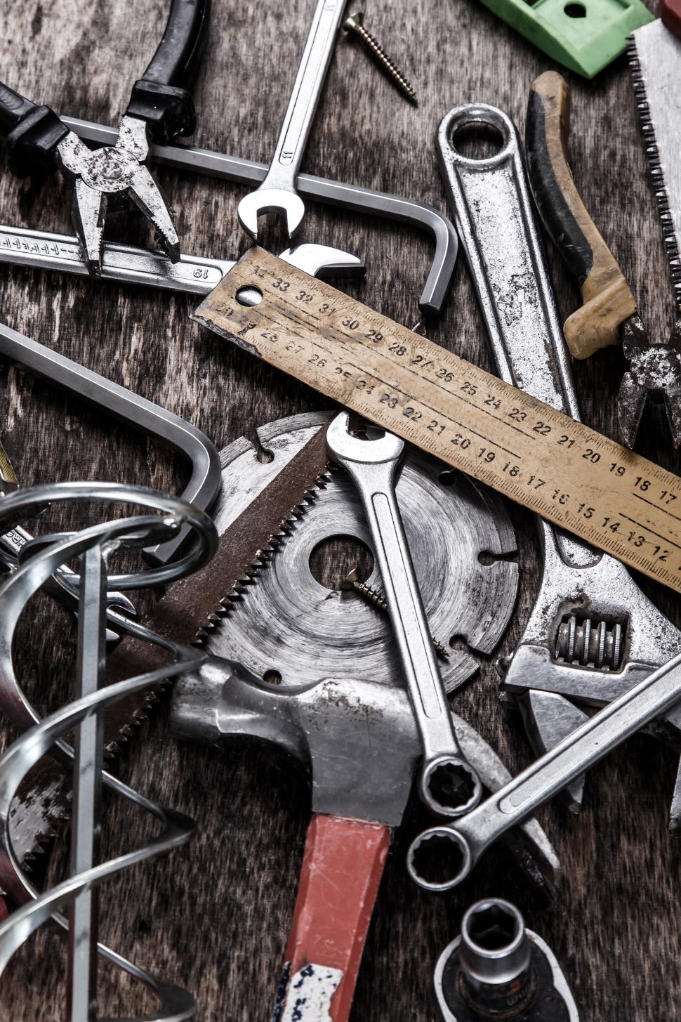 Free Image of Tools scattered on the table 