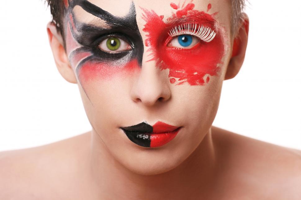 Free Image of Person with wild, abstract make up 