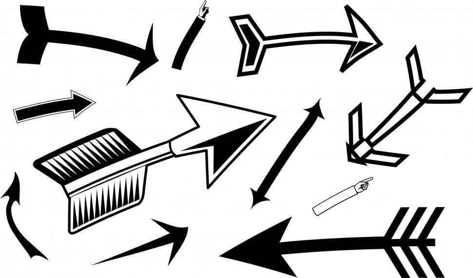 Free Image of Black Mixed Arrows Clipart Set  