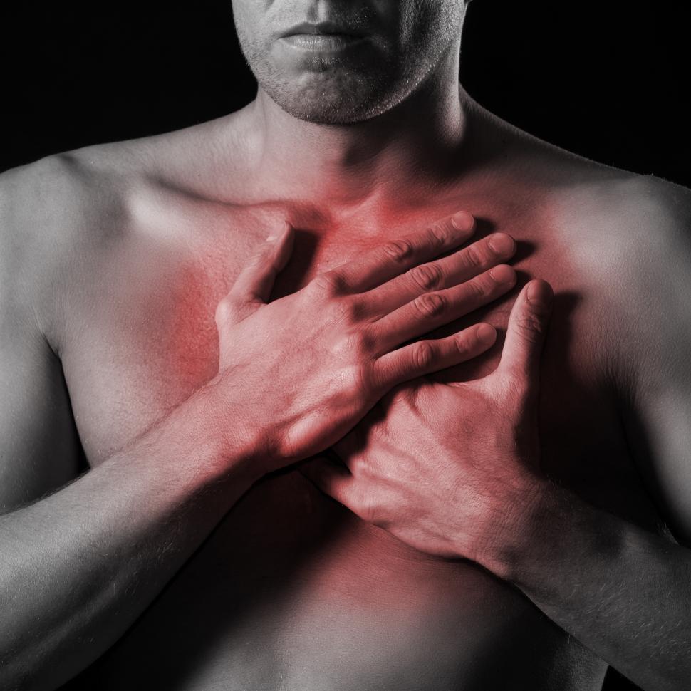 Free Image of Man and burning chest pain 