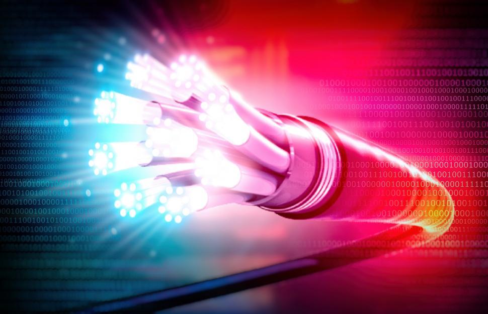 Free Image of Optical Fiber Cable with Binary Code - Connectivity - Fiber-Opti 