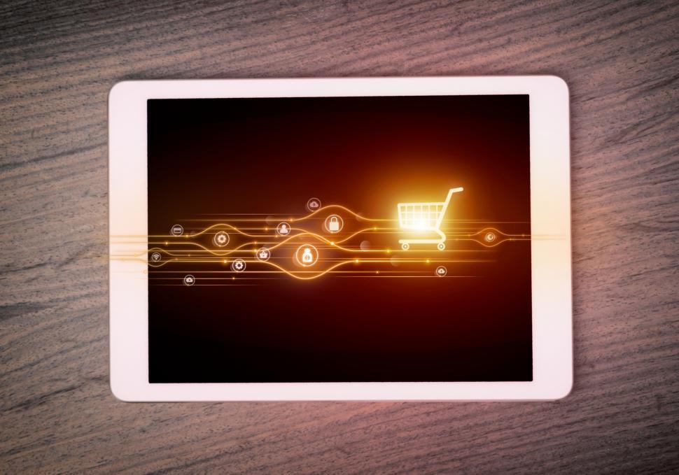 Free Image of Online Shopping - Tablet and Virtual Shopping Cart 