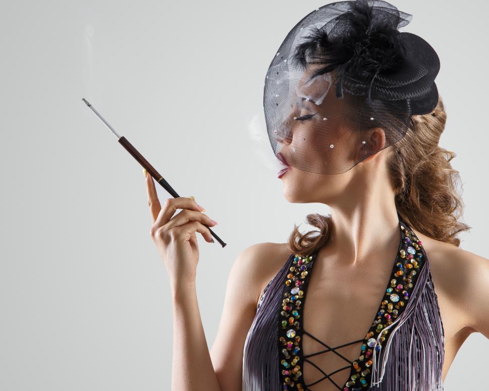 Free Image of Burlesque. Attractive girl in beautiful dress 
