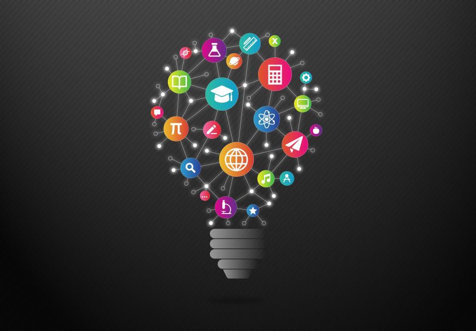 Free Image of Education and Learning Concept with Colorful Light Bulb 